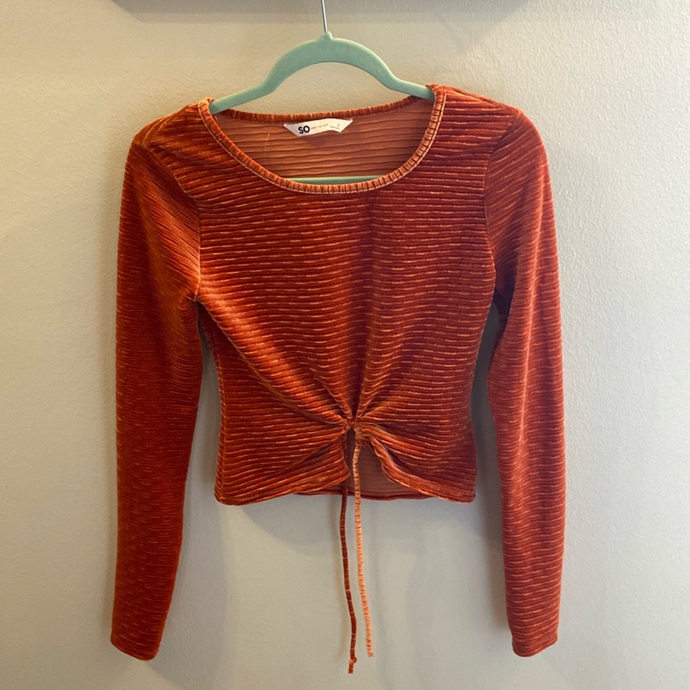SO orange velvet top
